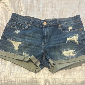 Blank NYC Blue Distressed Jean Shorts